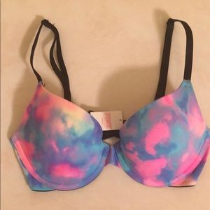 Victoria's Secret Pink Blue Purple Tie-Dye Push-Up Bra